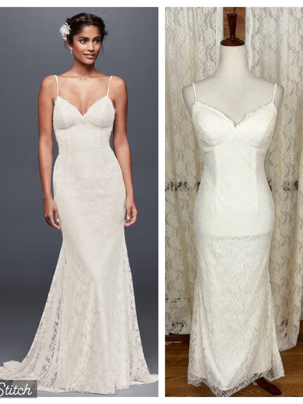 Beautiful Galina Lace Slip Wedding Gown